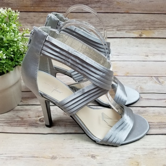 JACQUELINE FERRAR Silver Strappy High Heel Sandals - Picture 1 of 8